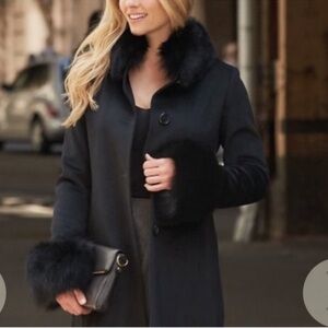 Marvin Richards Wool Coat with Faux Fur Trim (M)